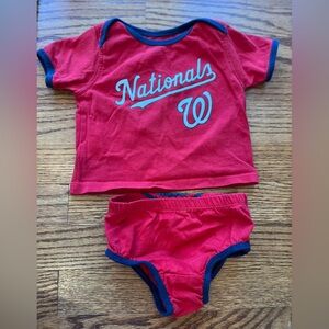 Washington Nationals MLB Baby Set | T-Shirt & Bloomers | Size 6-9M